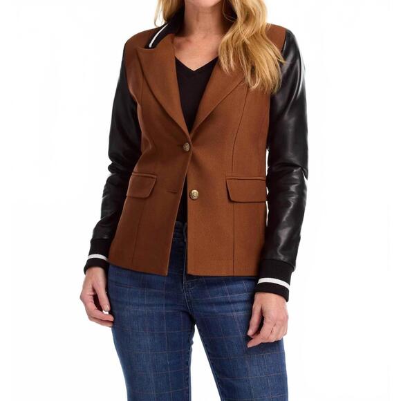 NEW FDJ mixed media blazer in brown